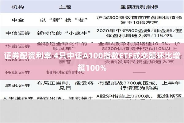 证券配资利率 4只中证A100指数ETF成交额环比增超100%