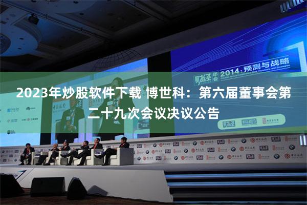 2023年炒股软件下载 博世科：第六届董事会第二十九次会议决议公告